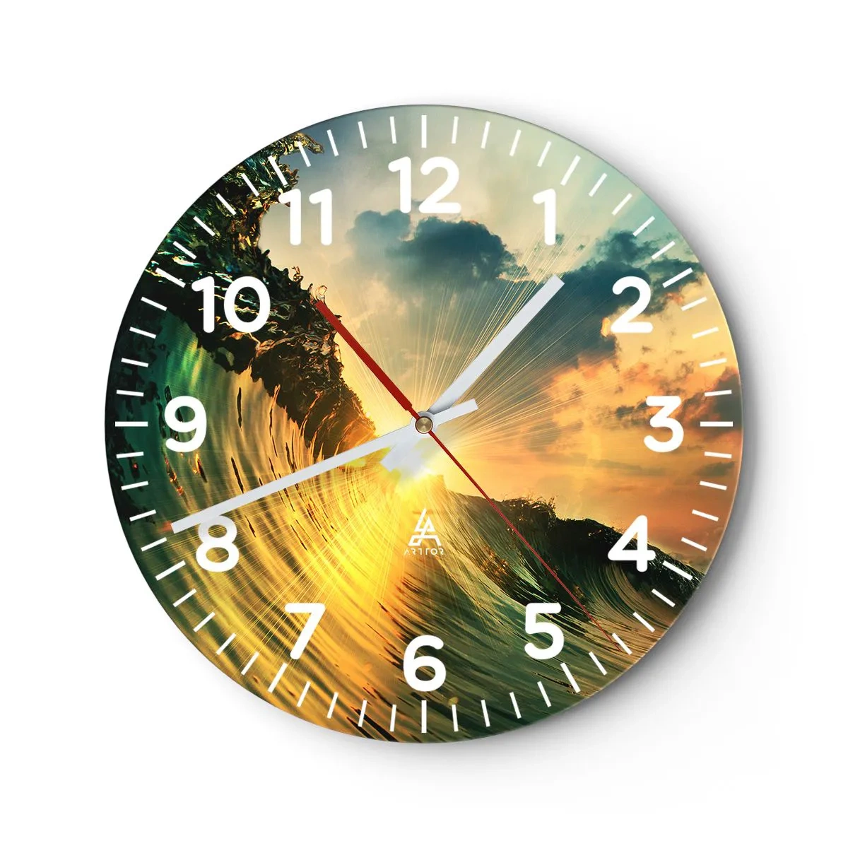 Reloj de pared - Reloj de vidrio - Surfer, ¿dónde estás? - 40x40 cm