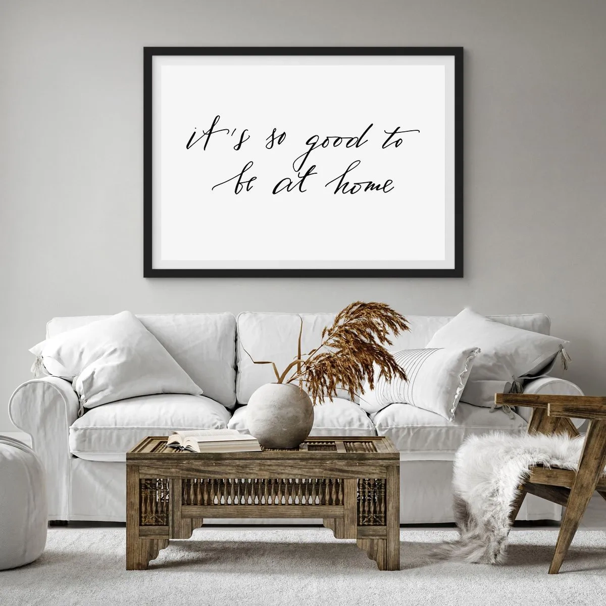 Póster en marco negro - Letras de estilo caligráfico sobre fondo blanco. - 70x50cm - Toda la verdad - Decoración de pared moderna para salón y dormitorio ARTTOR