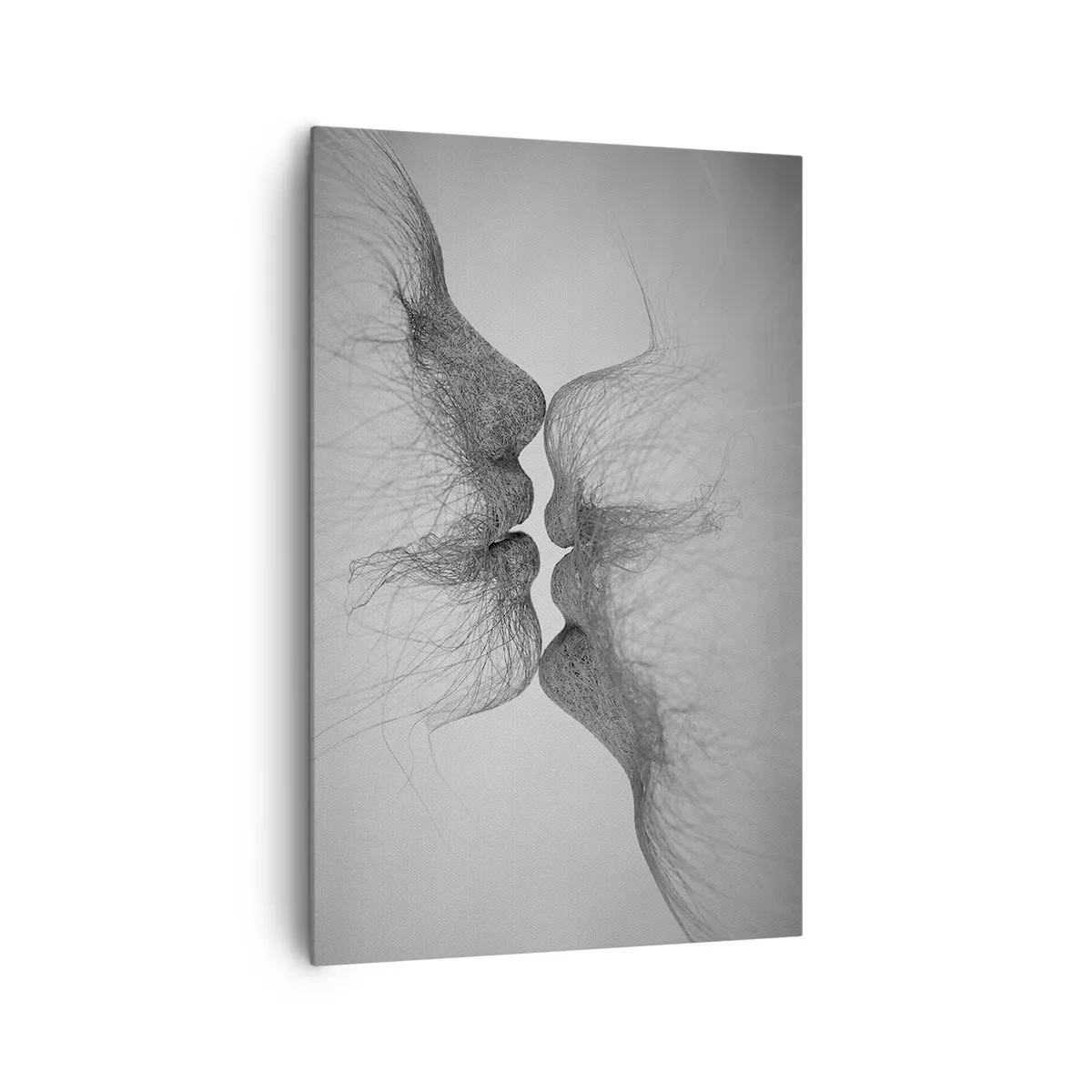 Cuadro sobre lienzo - Impresión de Imagen - Un beso abstracto presentado en forma etérea. - 80x120cm - Beso del viento - Decoración de pared moderna para salón y dormitorio ARTTOR