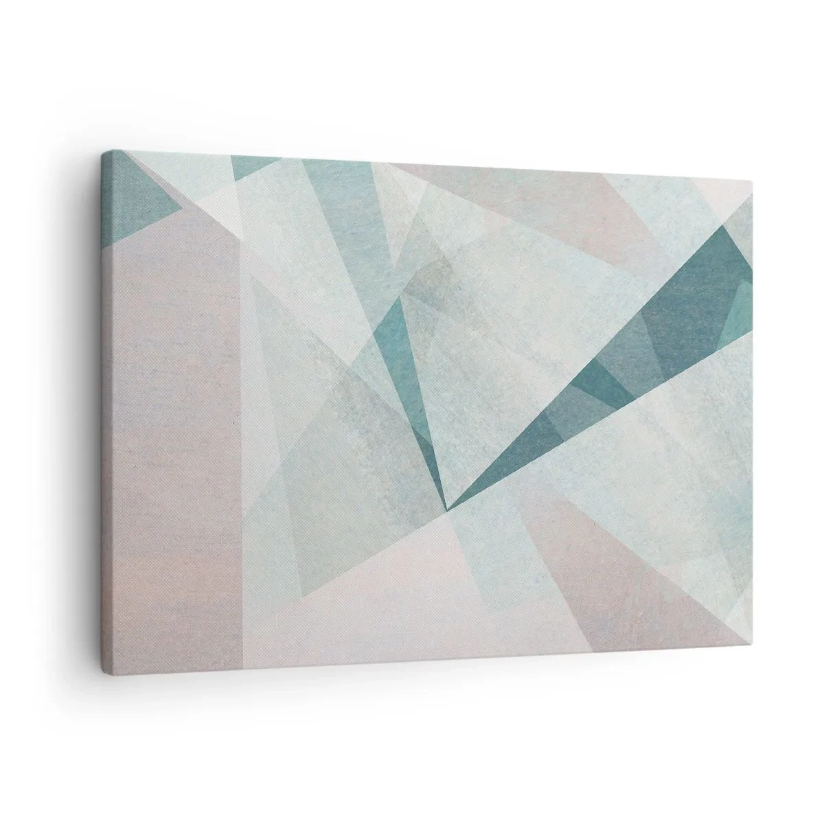 Cuadro sobre lienzo - Impresión de Imagen - Formas geométricas en tonos pastel de azul y gris. - 70x50cm - Tranquilo pero dinámico - Decoración de pared moderna para salón y dormitorio ARTTOR