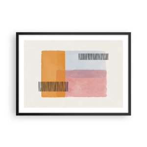 Póster en marco negro - Geometría en colores pastel con líneas sobre fondo claro. - 70x50cm - La rectitud - Decoración de pared moderna para salón y dormitorio ARTTOR