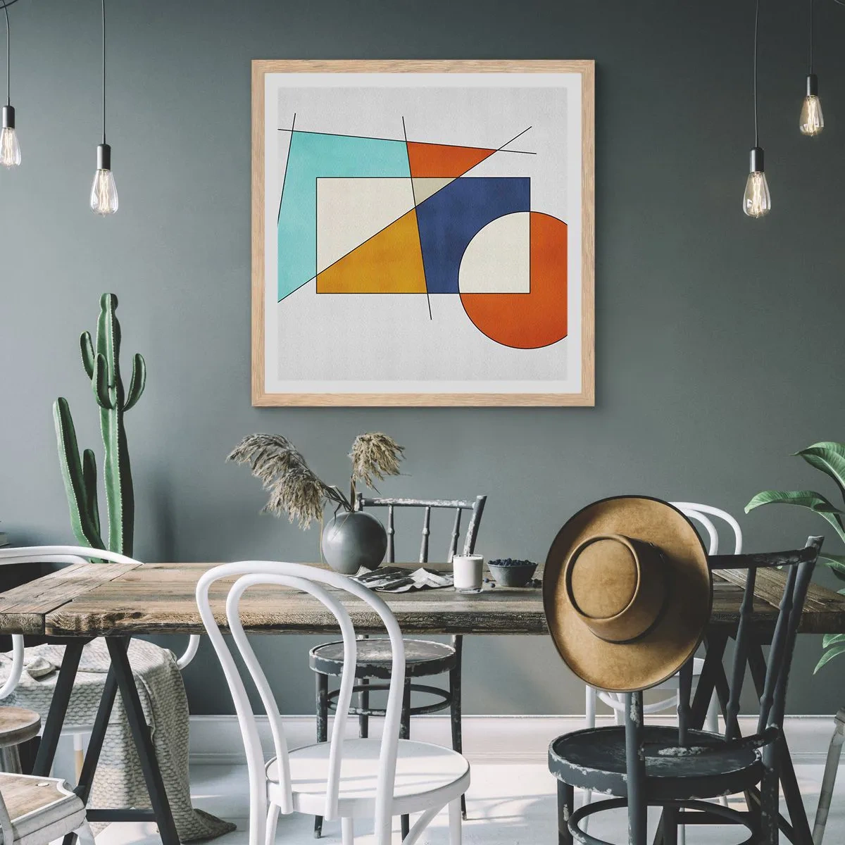 Póster en marco roble claro - Abstracción: diversión modernista - 50x50 cm