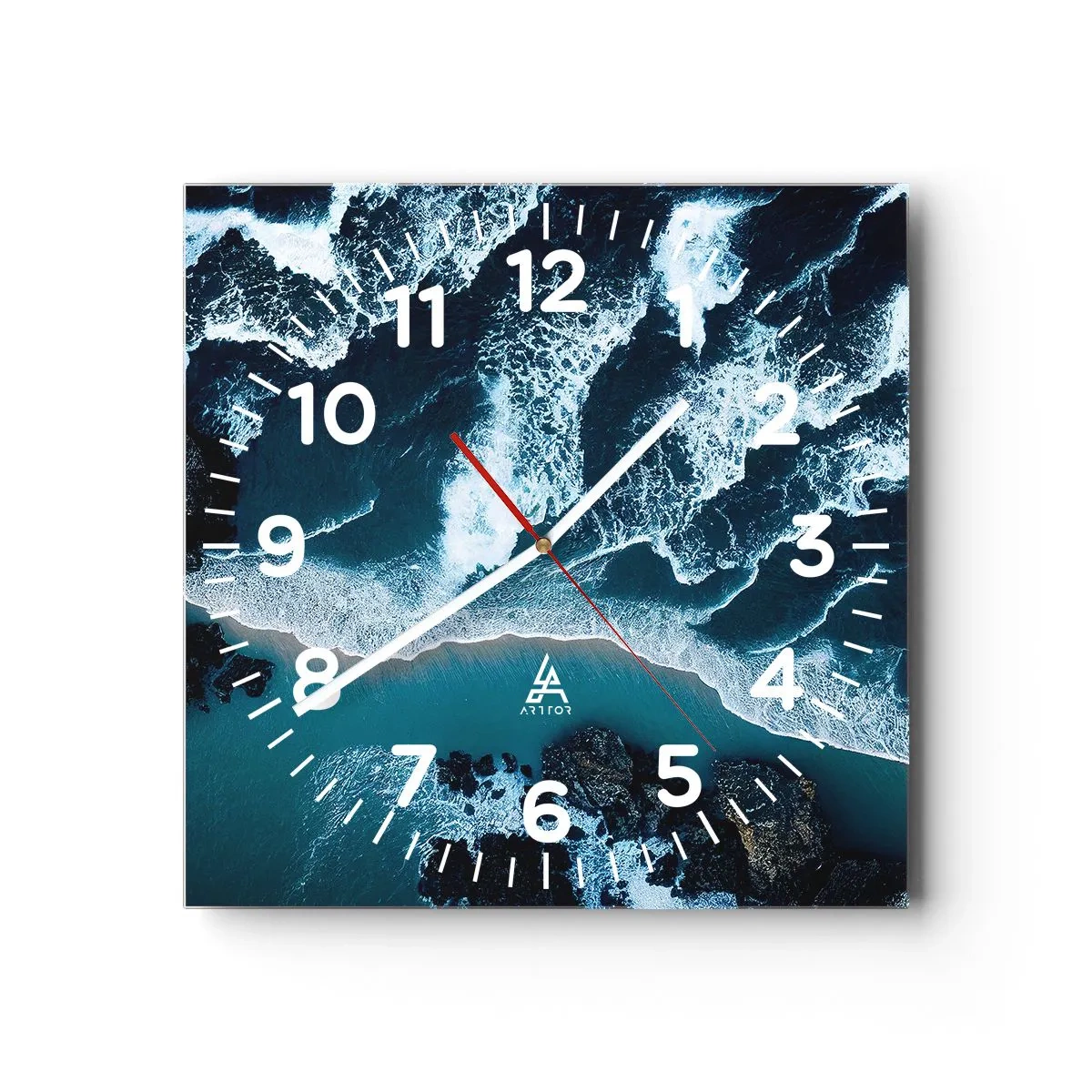 Reloj de pared - Reloj de vidrio - Rodeadas por las olas - 30x30 cm