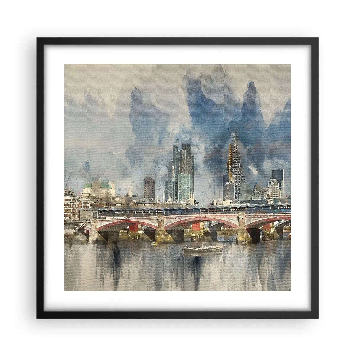 Póster en marco negro - Londres en todo su esplendor - 50x50 cm
