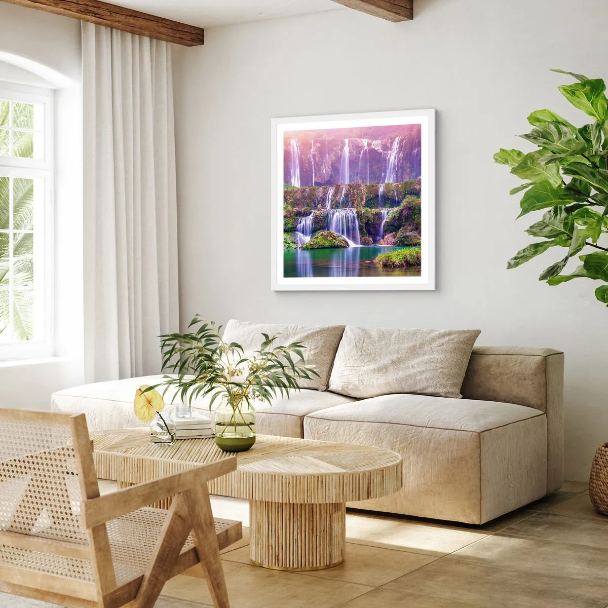 Póster en marco blanco - Escalera al cielo - 60x60 cm