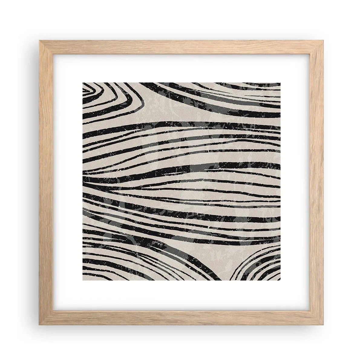Póster en marco roble claro - Salpicadura de líneas - 30x30 cm