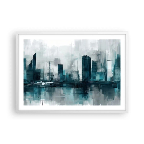 Póster en marco blanco - Ciudad color lluvia - 70x50 cm