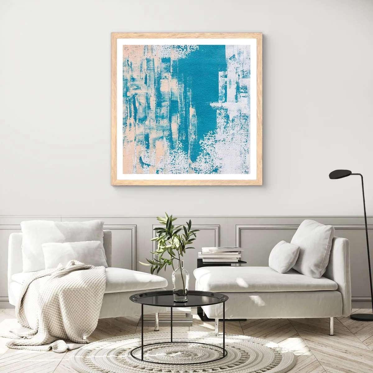 Póster en marco roble claro - A través de un carámbano - 50x50 cm