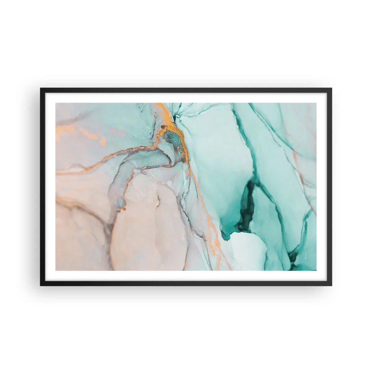 Póster en marco negro - Danza de formas y colores - 91x61 cm