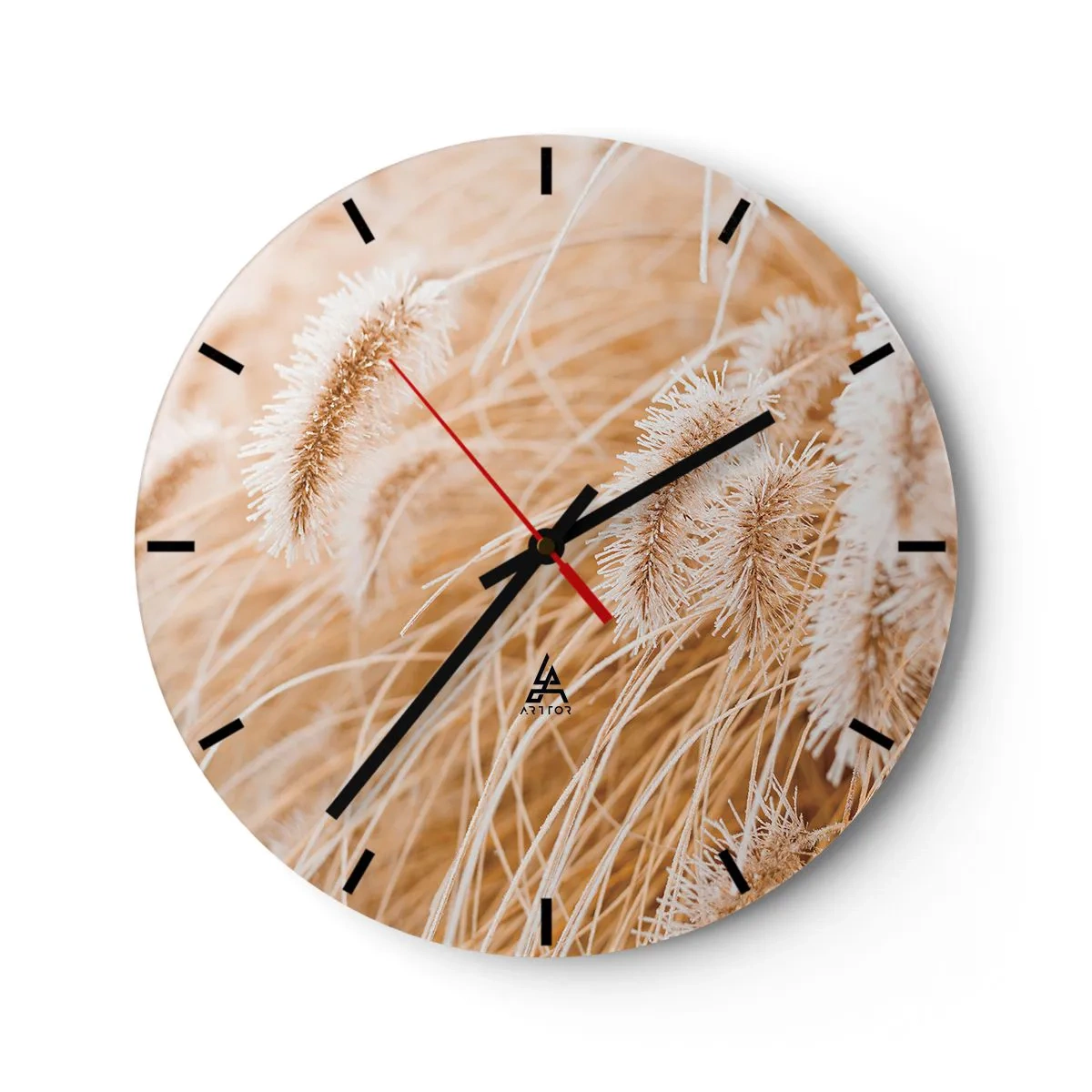Reloj de pared - Reloj de vidrio - El dorado susurro de las hierbas - 40x40 cm