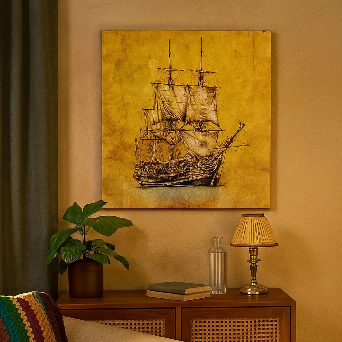 Cuadro sobre lienzo - Impresión de Imagen - ¡Rumbo a la isla Tortuga! - 30x30 cm