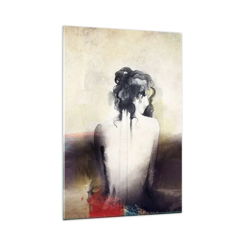 Cuadro sobre vidrio - Impresiones sobre Vidrio - Un retrato sutil de una mujer en estilo artístico. - 80x120cm - Líneas suaves, formas ovaladas - Decoración de pared moderna para salón y dormitorio ARTTOR