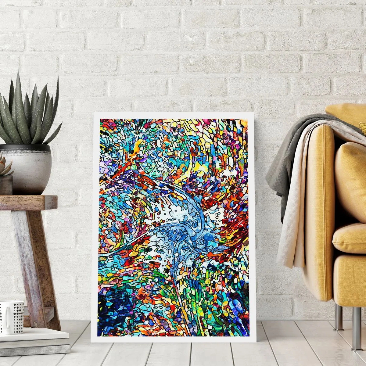 Póster - Flujo abstracto de colores y estructuras. - 50x70cm - Vidriera - Decoración de pared moderna para salón y dormitorio ARTTOR