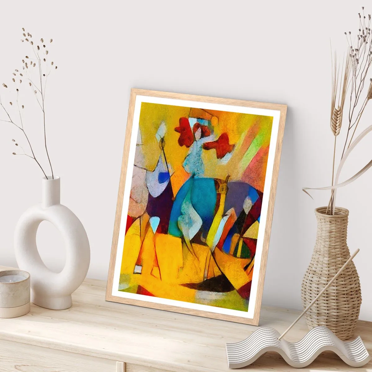 Póster en marco roble claro - Sol - vida - alegría - 30x40 cm