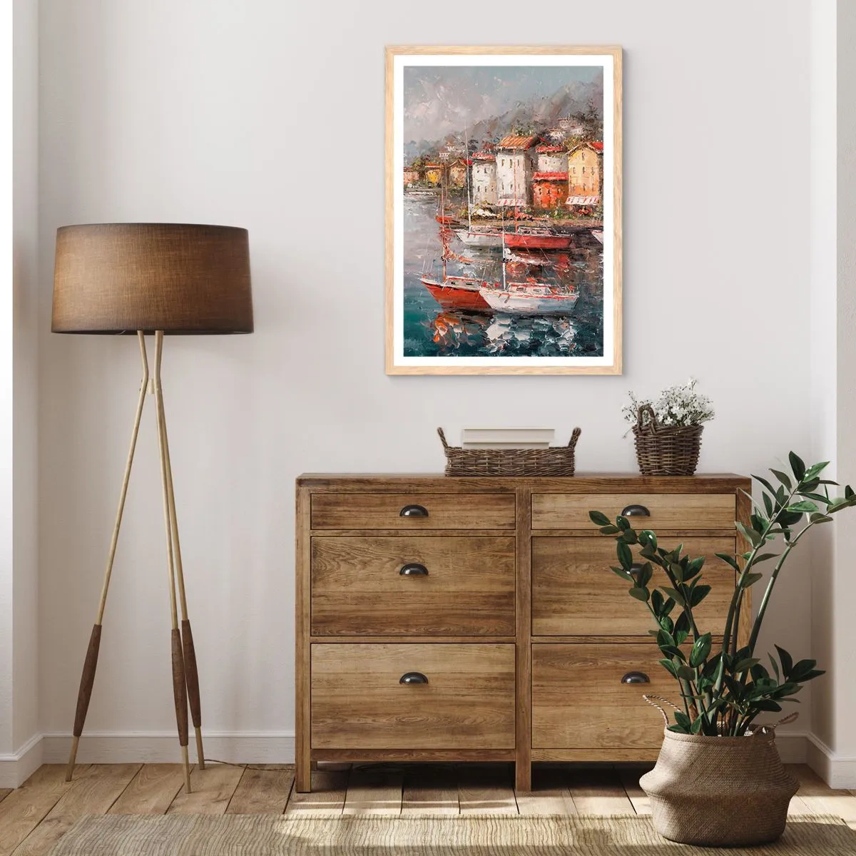 Póster en marco roble claro - Un refugio romántico - 70x100 cm