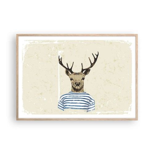 Póster en marco roble claro - Porque me gustan las camisas de rayas - 100x70 cm