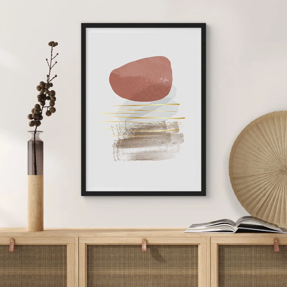 Póster en marco negro - Una columnata abstracta - 70x100 cm