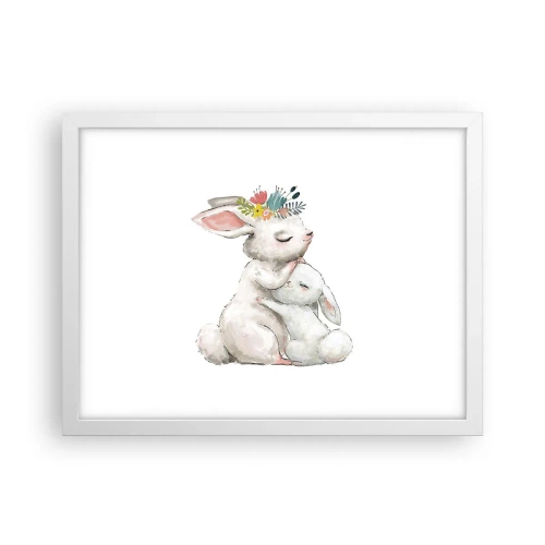 Póster en marco blanco - En ningún lugar mejor que con mamá - 40x30 cm