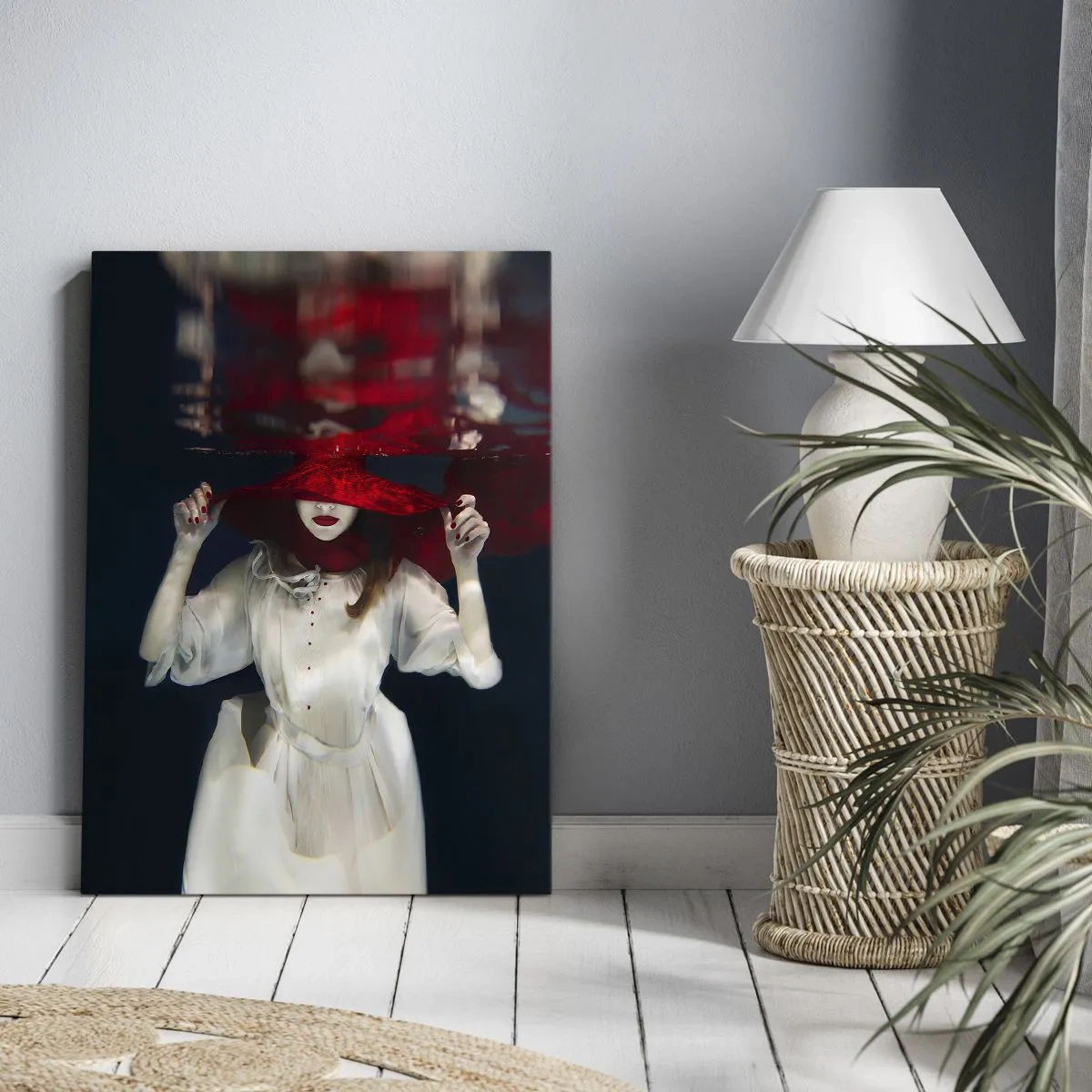 Cuadro sobre lienzo - Impresión de Imagen - Blanco y rojo - 45x80 cm