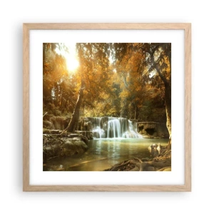 Póster en marco roble claro - Una cascada en el parque - 40x40 cm