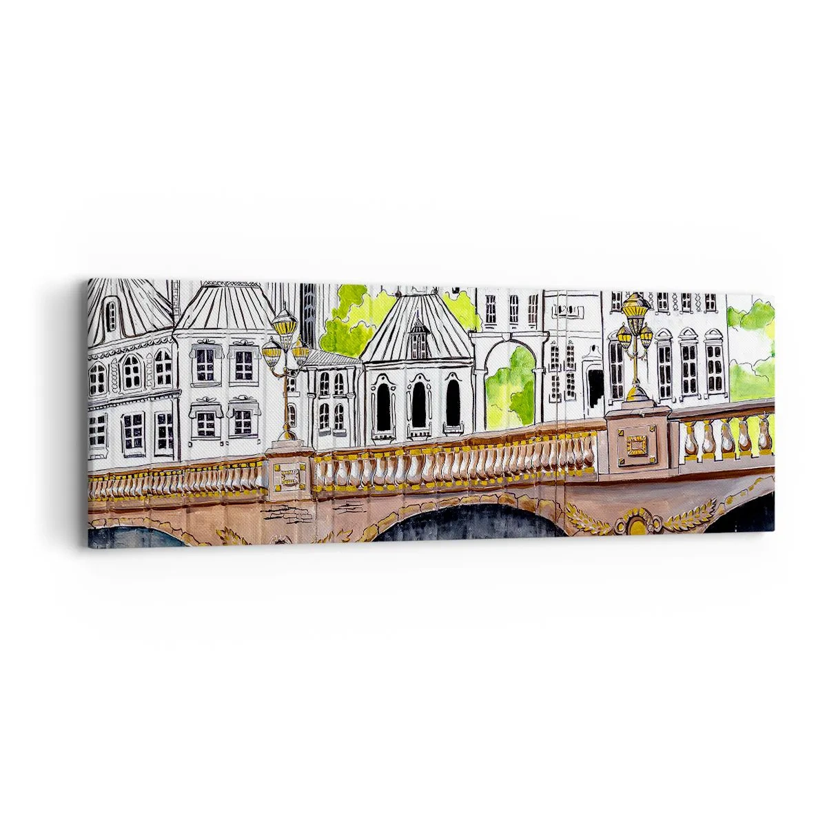 Cuadro sobre lienzo - Impresión de Imagen - Una ciudad de dibujo - 90x30 cm