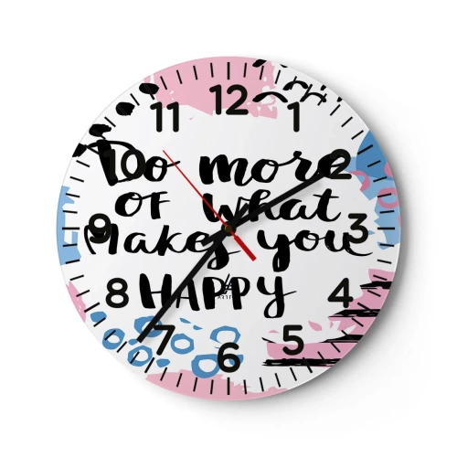 Reloj de pared - Reloj de vidrio - Cómo ser feliz - 30x30 cm