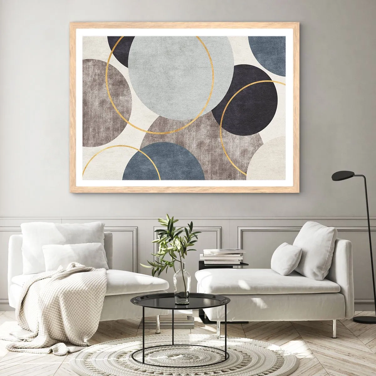 Póster en marco roble claro - Círculo tras círculo - 40x30 cm