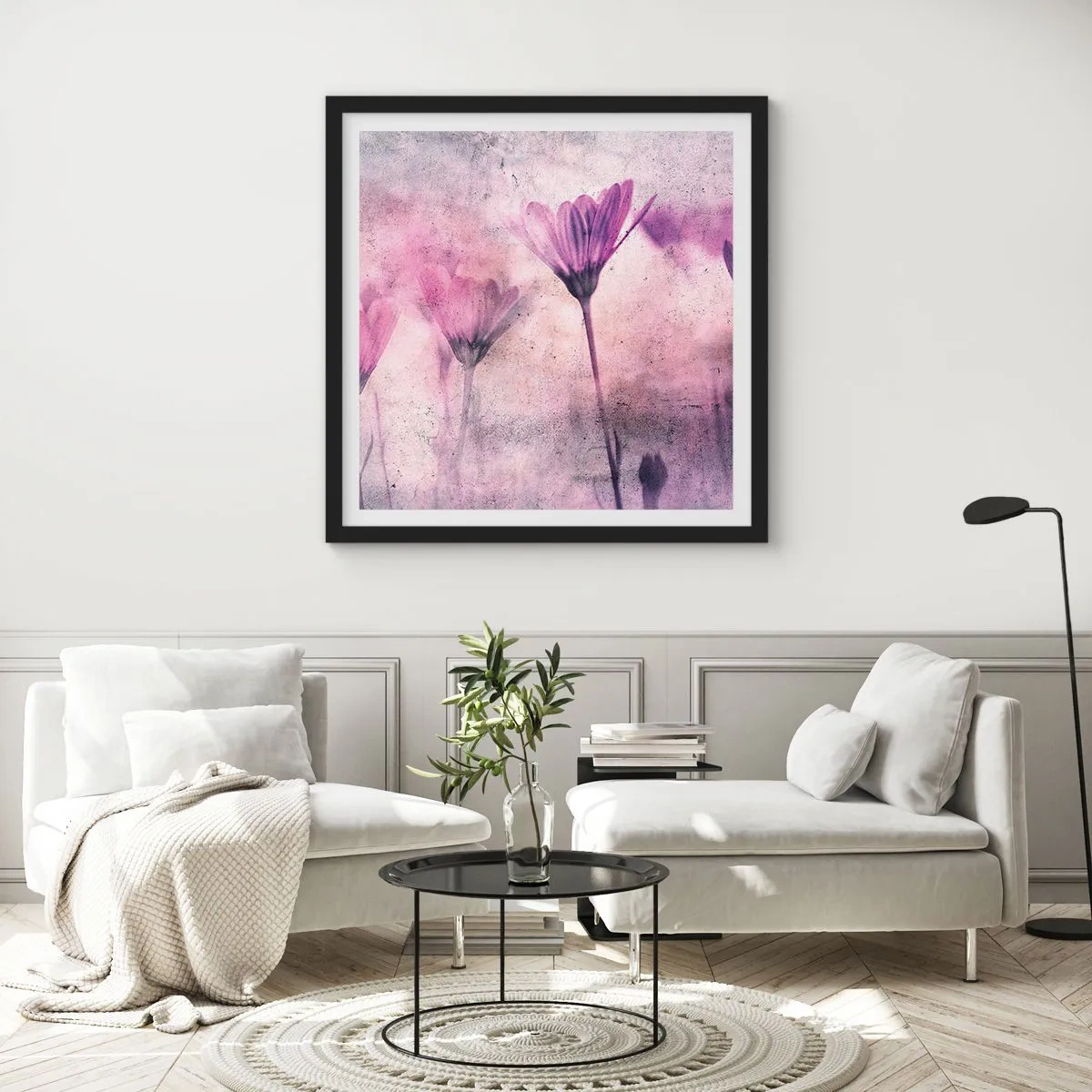 Póster en marco negro - Sueño de flores - 30x30 cm