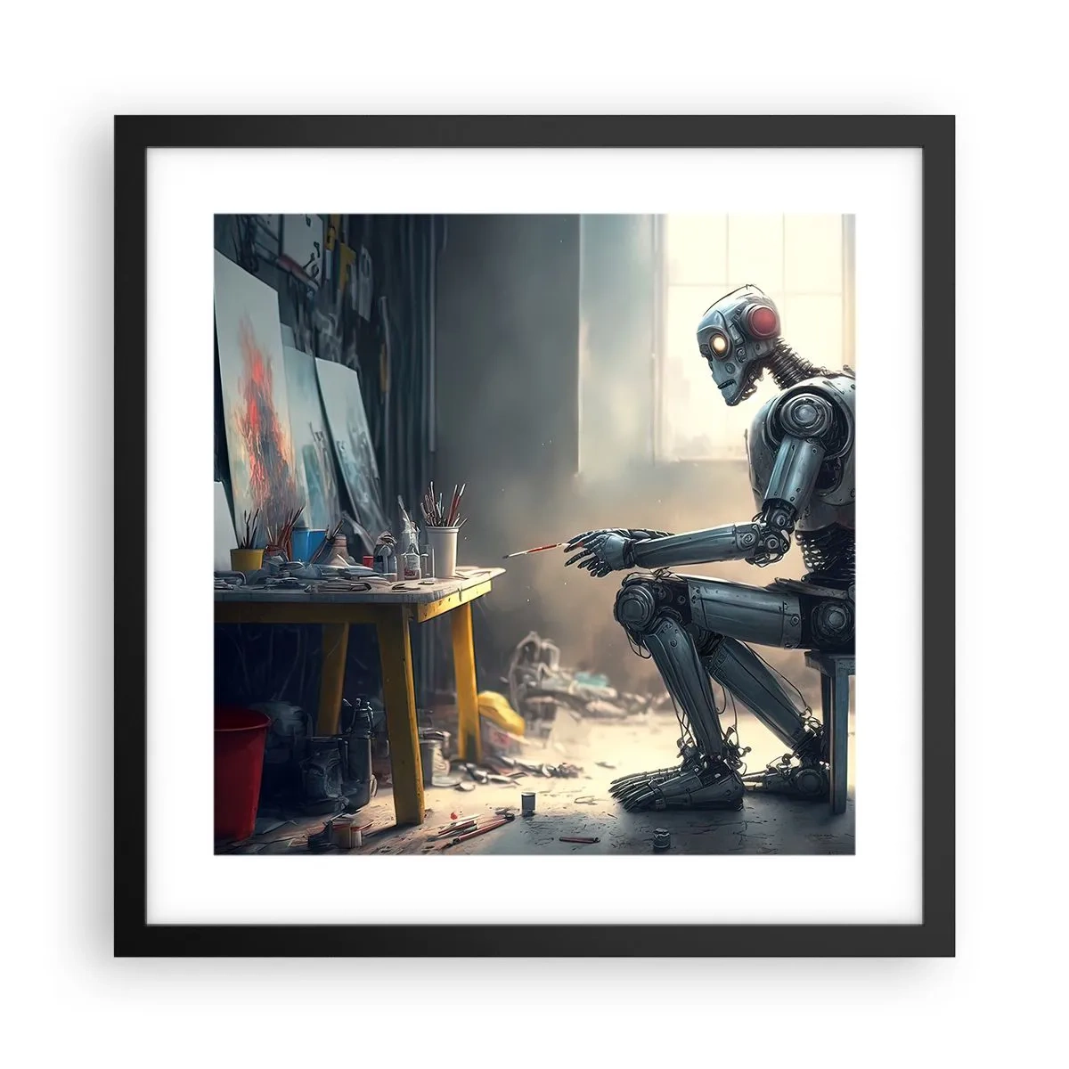 Póster en marco negro - El acto de creación - 40x40 cm