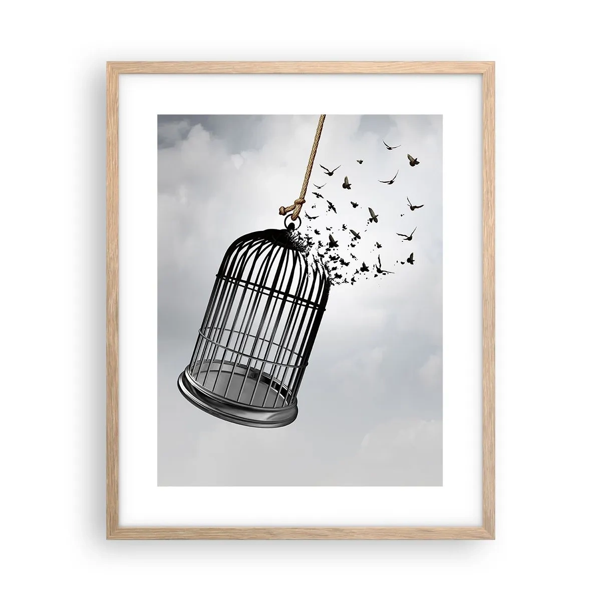 Póster en marco roble claro - Fe... Esperanza... ¡Libertad! - 40x50 cm