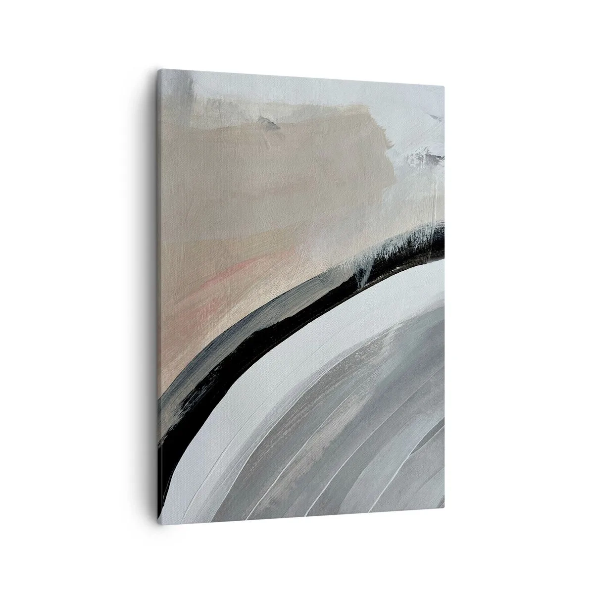 Cuadro sobre lienzo - Impresión de Imagen - Arco abstracto en tonos negro, gris y beige. - 50x70cm - Composición: un arco negro y gris - Decoración de pared moderna para salón y dormitorio ARTTOR