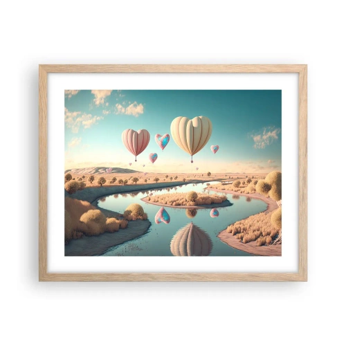 Póster en marco roble claro - El amor te hace volar - 50x40 cm