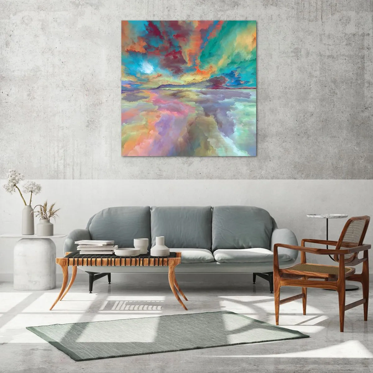 Cuadro sobre vidrio - Impresiones sobre Vidrio - Dos cielos - 40x40 cm