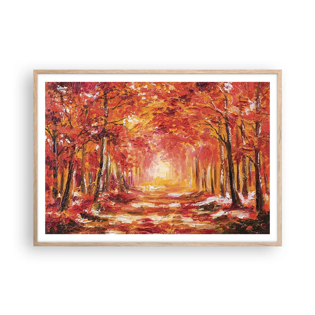 Póster en marco roble claro - Bosque de cobre - 100x70 cm