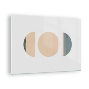 Cuadro sobre vidrio - Impresiones sobre Vidrio - Patrones geométricos minimalistas en colores pastel. - 70x50cm - Círculo tras círculo - Decoración de pared moderna para salón y dormitorio ARTTOR