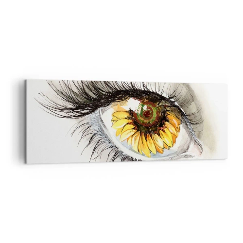 Cuadro sobre lienzo - Impresión de Imagen - Ojo artístico con iris en forma de girasol. - 140x50cm - Un aspecto tan caluroso como el verano - Decoración de pared moderna para salón y dormitorio ARTTOR
