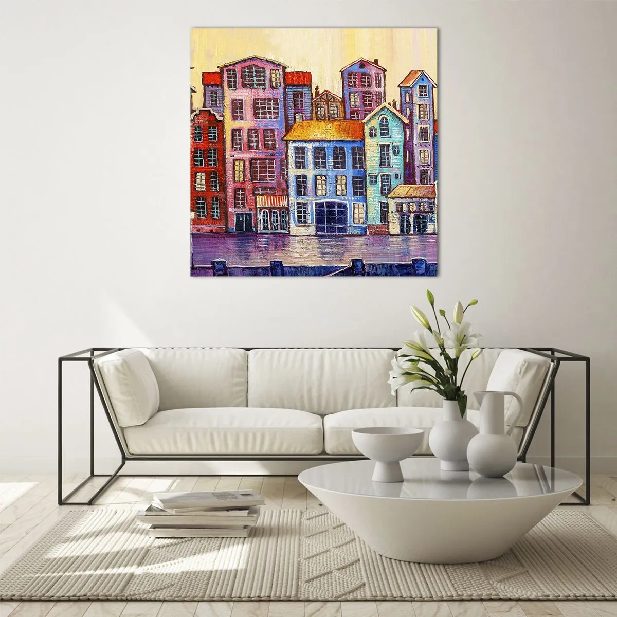Cuadro sobre vidrio - Impresiones sobre Vidrio - Una ciudad como un cuento de hadas - 30x30 cm