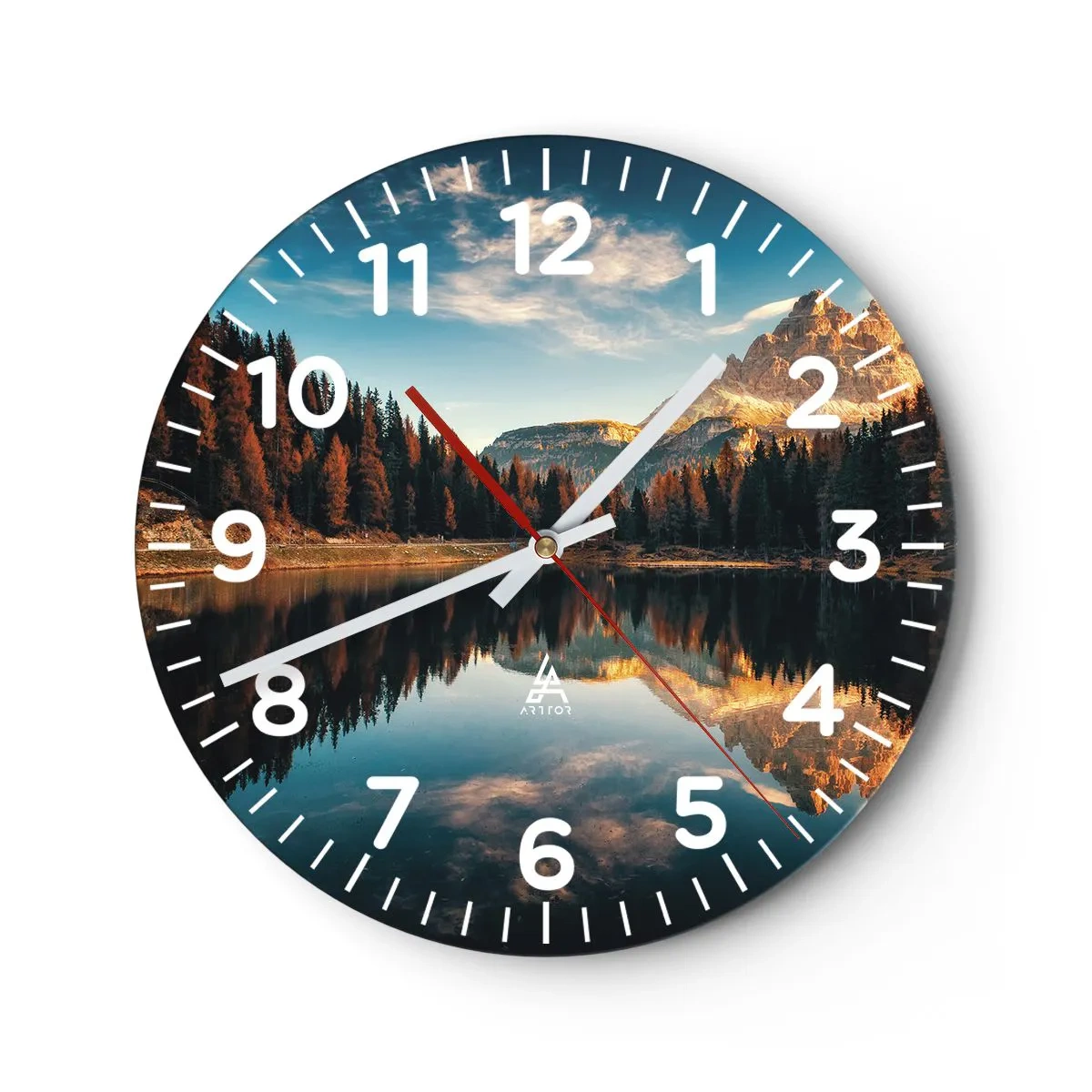 Reloj de pared - Reloj de vidrio - Paisaje duplicado - 40x40 cm