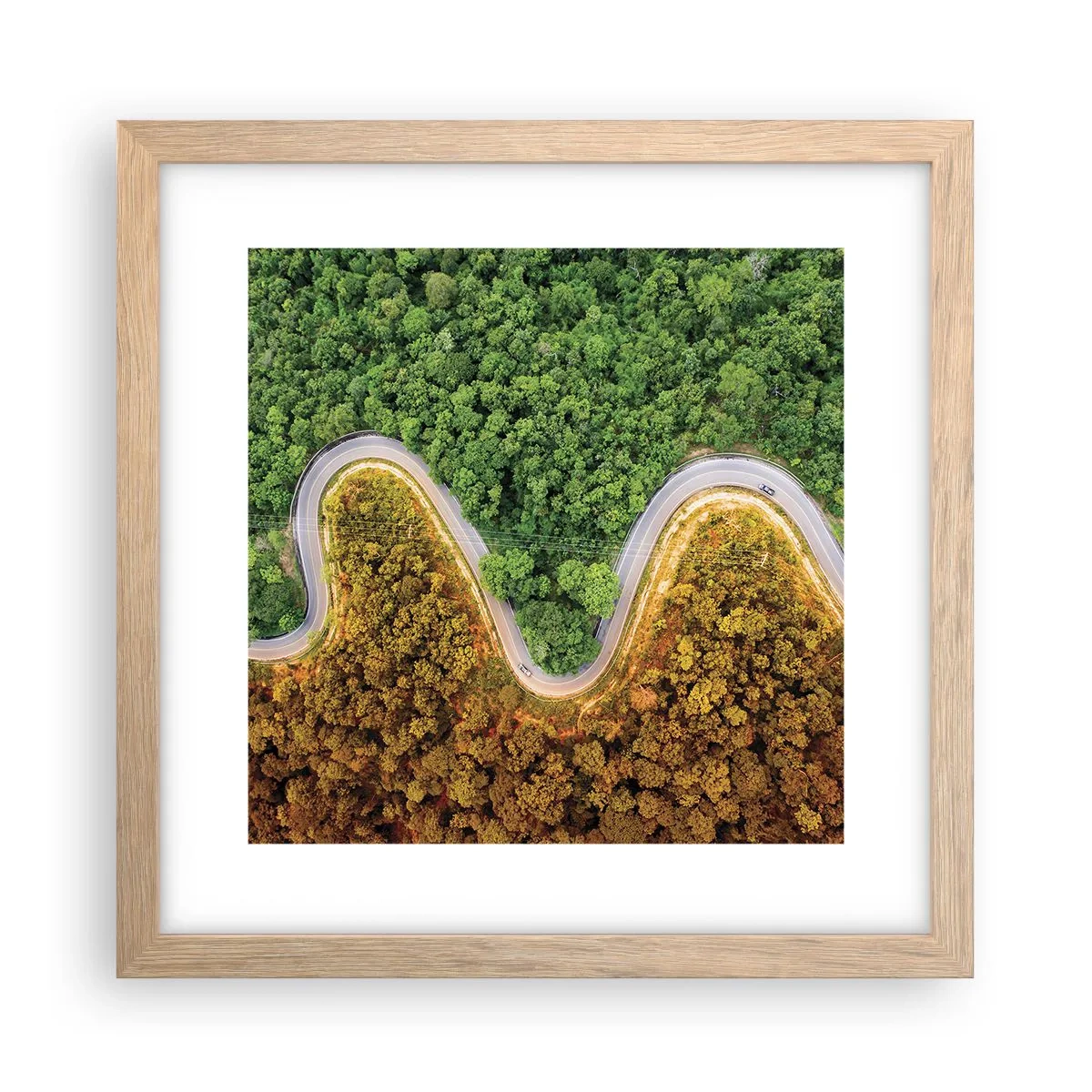 Póster en marco roble claro - Frontera serpenteante - 30x30 cm
