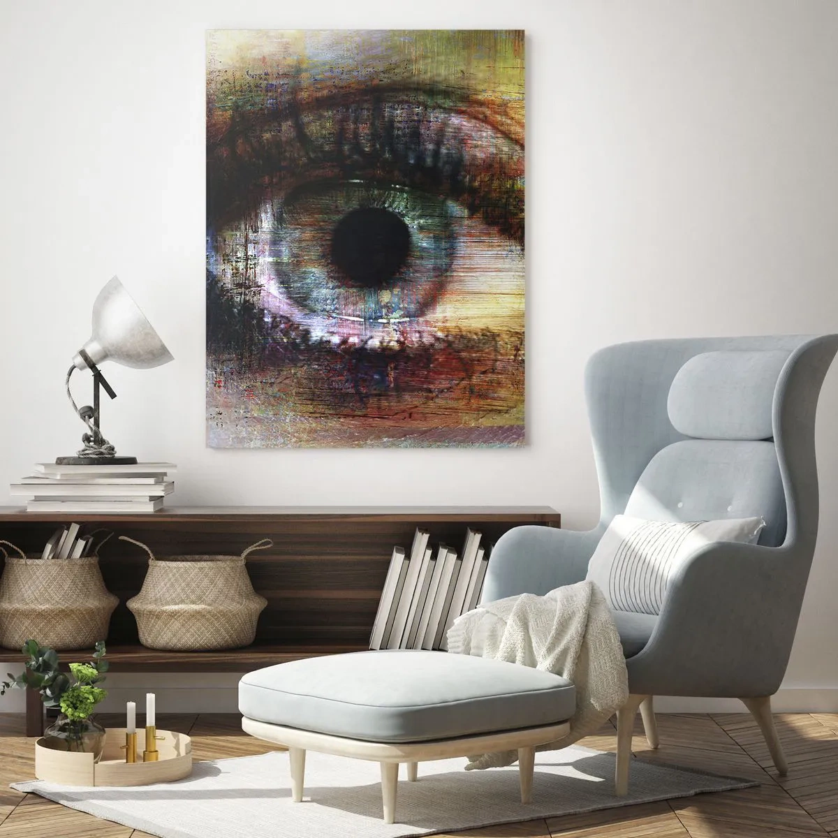 Cuadro sobre vidrio - Impresiones sobre Vidrio - Ojo artístico en abstracción multicolor - 80x120cm - Puedes mirar en el alma - Decoración de pared moderna para salón y dormitorio ARTTOR