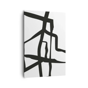 Cuadro sobre lienzo - Impresión de Imagen - Patrón minimalista en blanco y negro con líneas geométricas. - 70x100cm - Construcción en blanco y negro - Decoración de pared moderna para salón y dormitorio ARTTOR