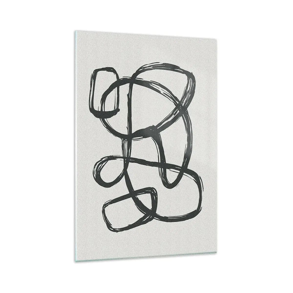 Cuadro sobre vidrio - Impresiones sobre Vidrio - Líneas abstractas que crean formas libres sobre un fondo claro - 80x120cm - Abstracción en bucle - Decoración de pared moderna para salón y dormitorio ARTTOR
