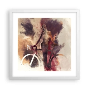 Póster en marco blanco - En las formas de mármol un alma ciclista - 40x40 cm