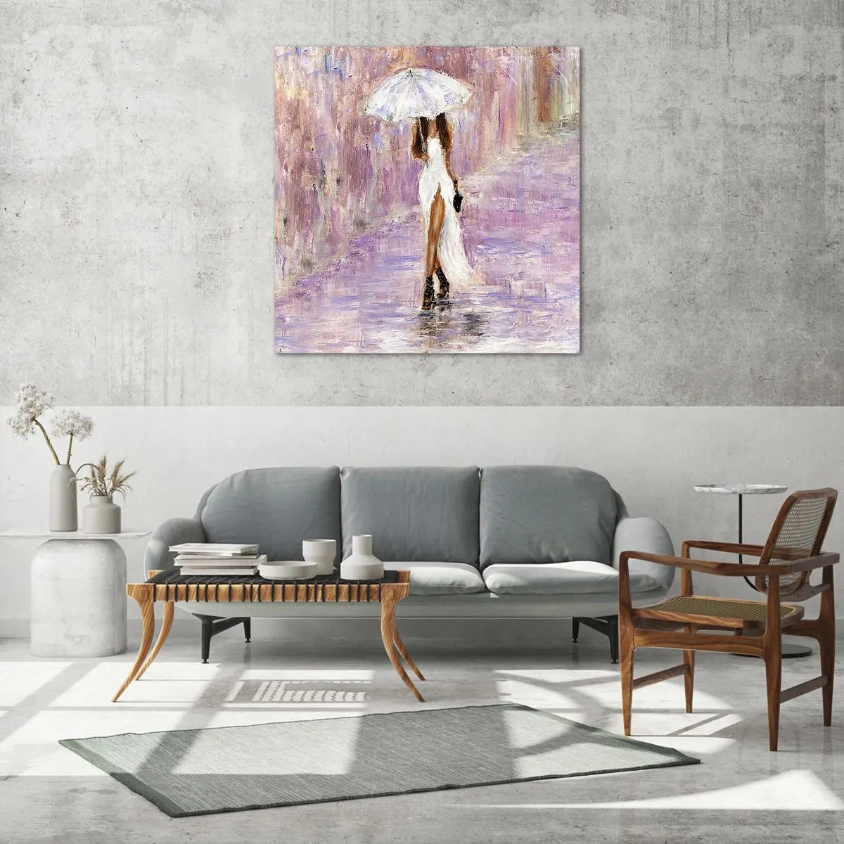 Cuadro sobre vidrio - Impresiones sobre Vidrio - En la lluvia de lilas - 30x30 cm