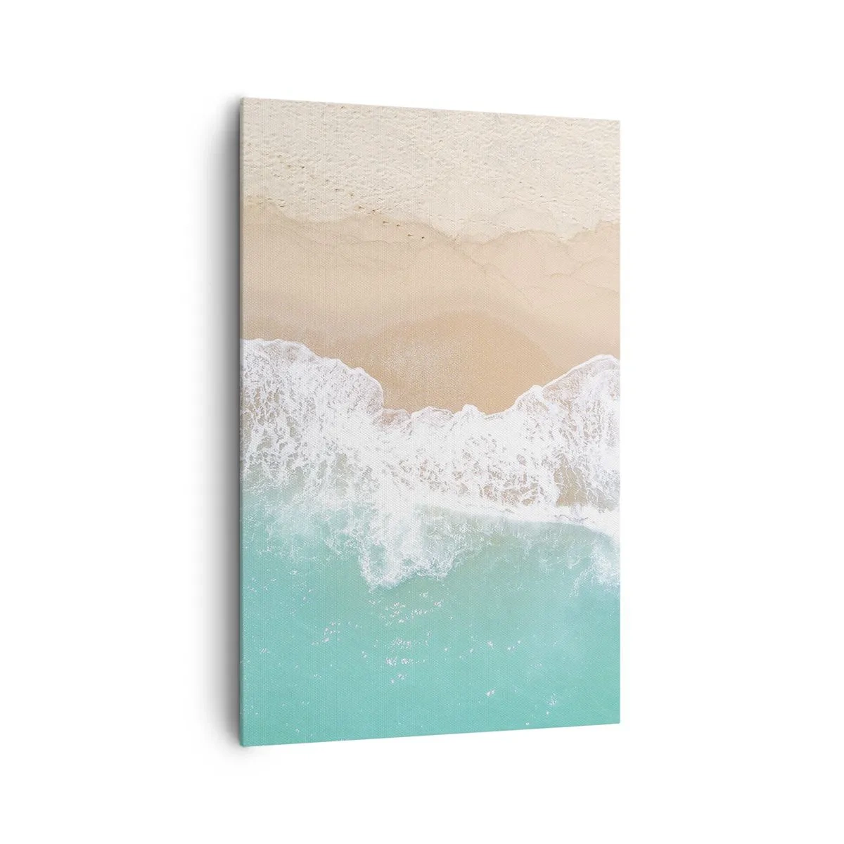 Cuadro sobre lienzo - Impresión de Imagen - Una vista de pájaro de una playa con agua turquesa y olas suaves. - 80x120cm - Un toque acariciador - Decoración de pared moderna para salón y dormitorio ARTTOR