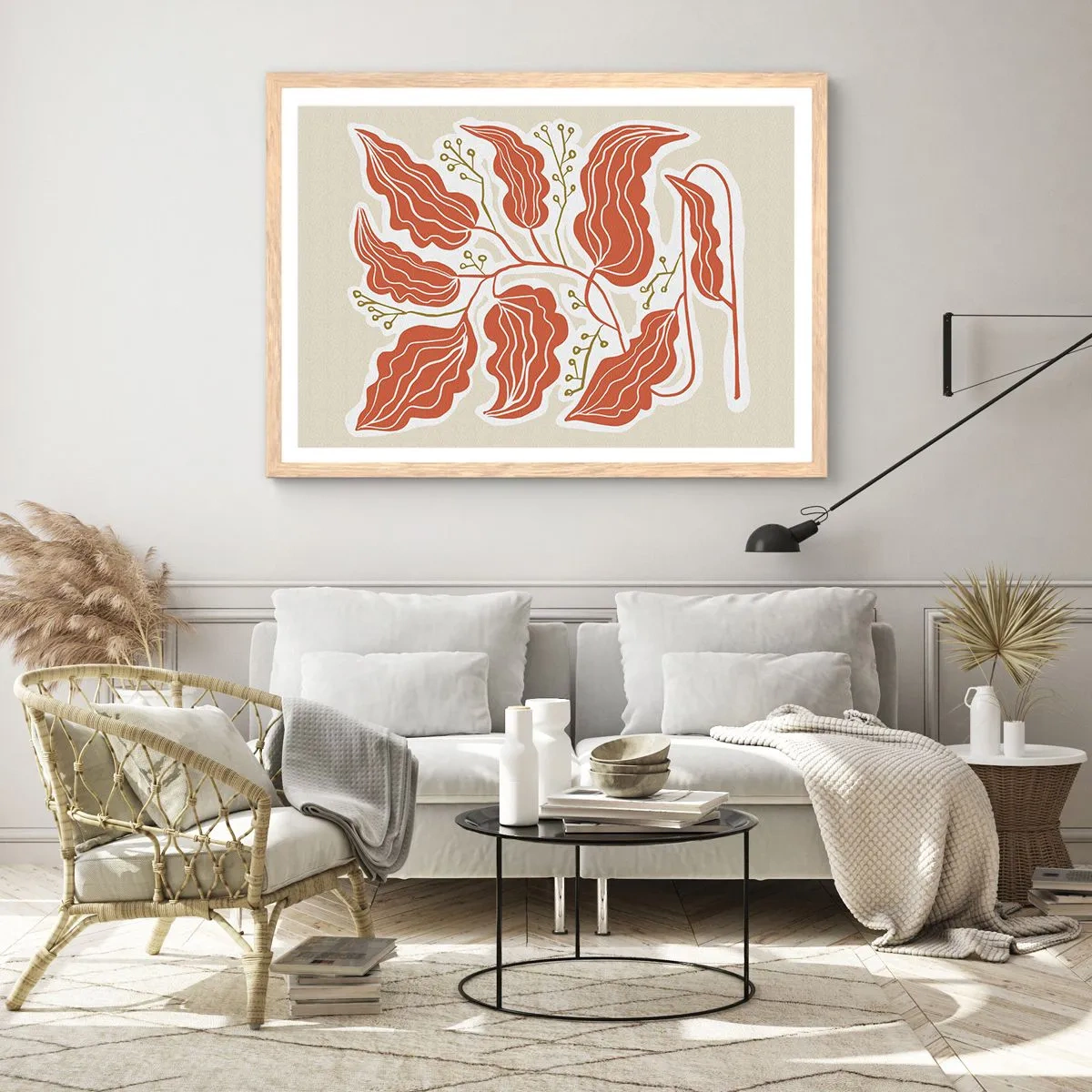 Póster en marco roble claro - Folk y coral - 100x70 cm