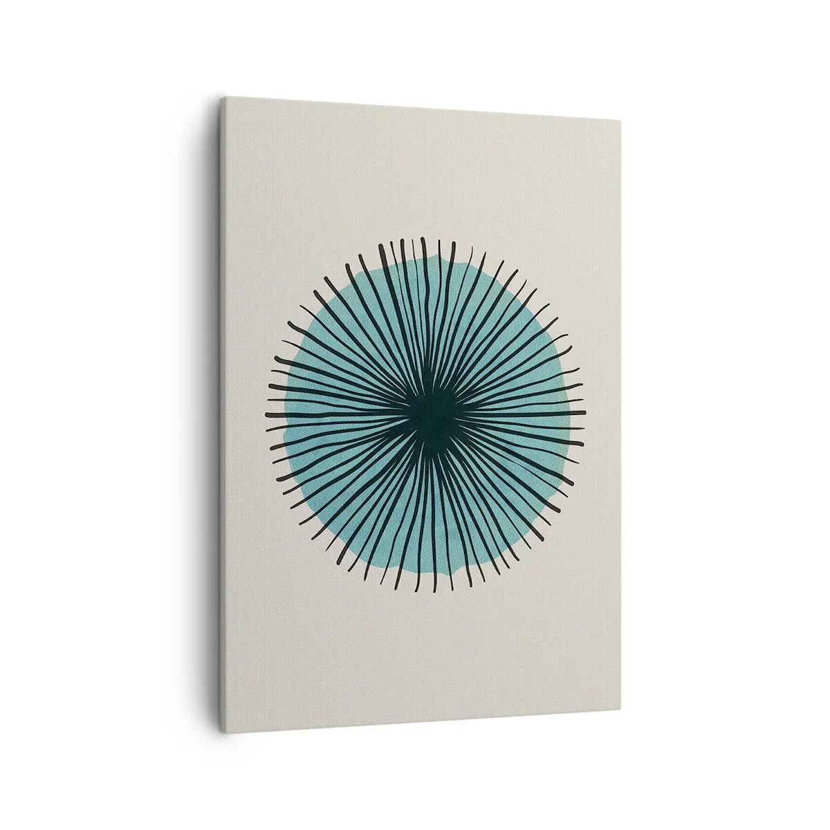 Cuadro sobre lienzo - Impresión de Imagen - Forma circular abstracta con rayos azules - 50x70cm - Radiante en azul - Decoración de pared moderna para salón y dormitorio ARTTOR