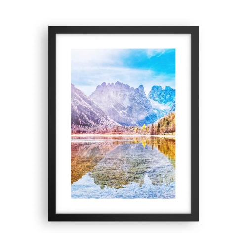 Póster en marco negro - Ya es otoño en las montañas - 30x40 cm