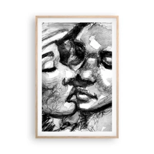 Póster en marco roble claro - Un momento tierno - 61x91 cm