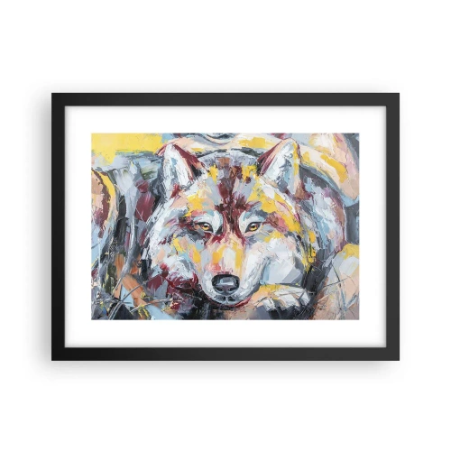 Póster en marco negro - Pinceladas de lobo - 40x30 cm